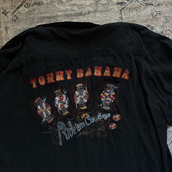 Tommy Bahama embroidered ride em cowboys 100% silk XL poker shirt - Picture 2 of 6